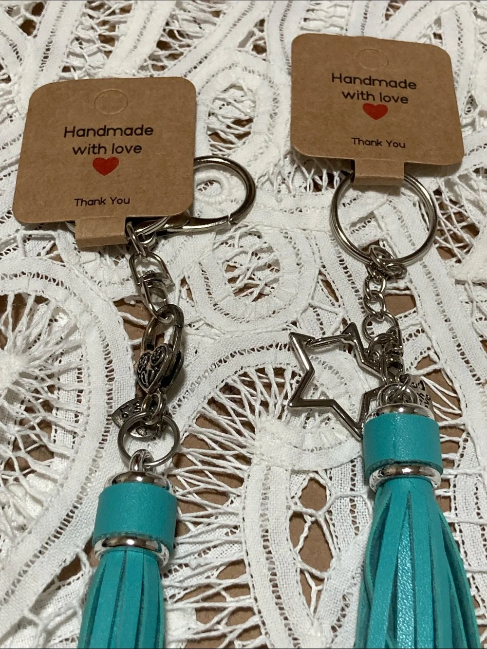 Handmade Teal Tassel Keychain - Unbranded